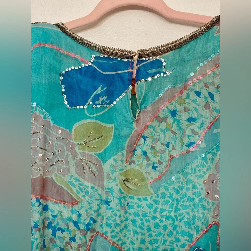 Judith Ann Creations Inc Vintage 2 Piece Silk Sequin Embellished Skirt Set Large - Picture 6 of 15